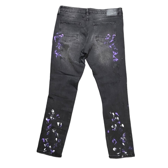 Rue21 Premium Paint Splatter Distressed Skinny Jeans in Washed Black Size 36/32 - Picture 3 of 4